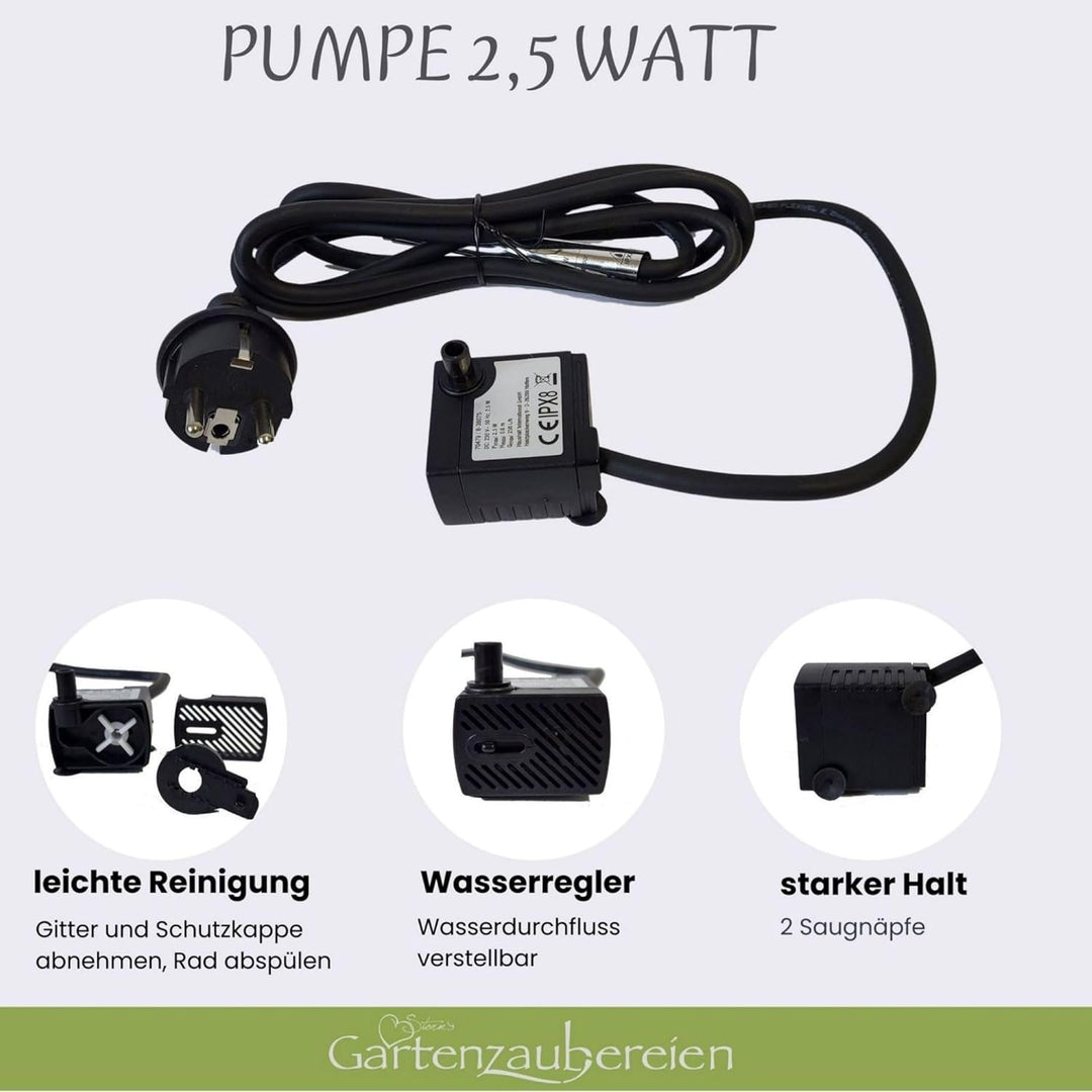 Storm's Gartenzaubereien Wasserspeier Frosch aus Keramik mit Pumpe 230V 16cm für Miniteich - Balkon