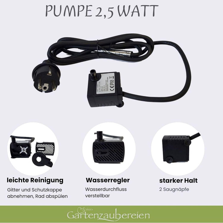 Storm's Gartenzaubereien Wasserspeier Frosch aus Keramik mit Pumpe 230V 16cm für Miniteich - Balkon
