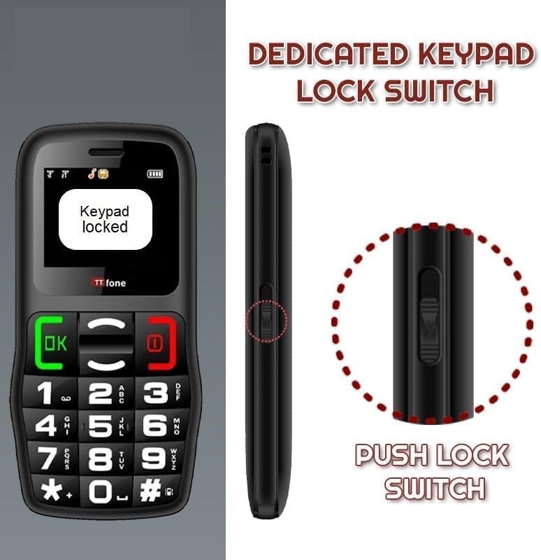 TTfone TT220 Big Button Handy für ältere Menschen mit Nothilfe-Taste, Sprechtasten, Lange Akkulaufze