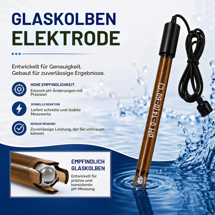High Accuracy Combination pH Electrode for Continuous pH Monitoring, 0-14 pH Probe with 200 cm Long