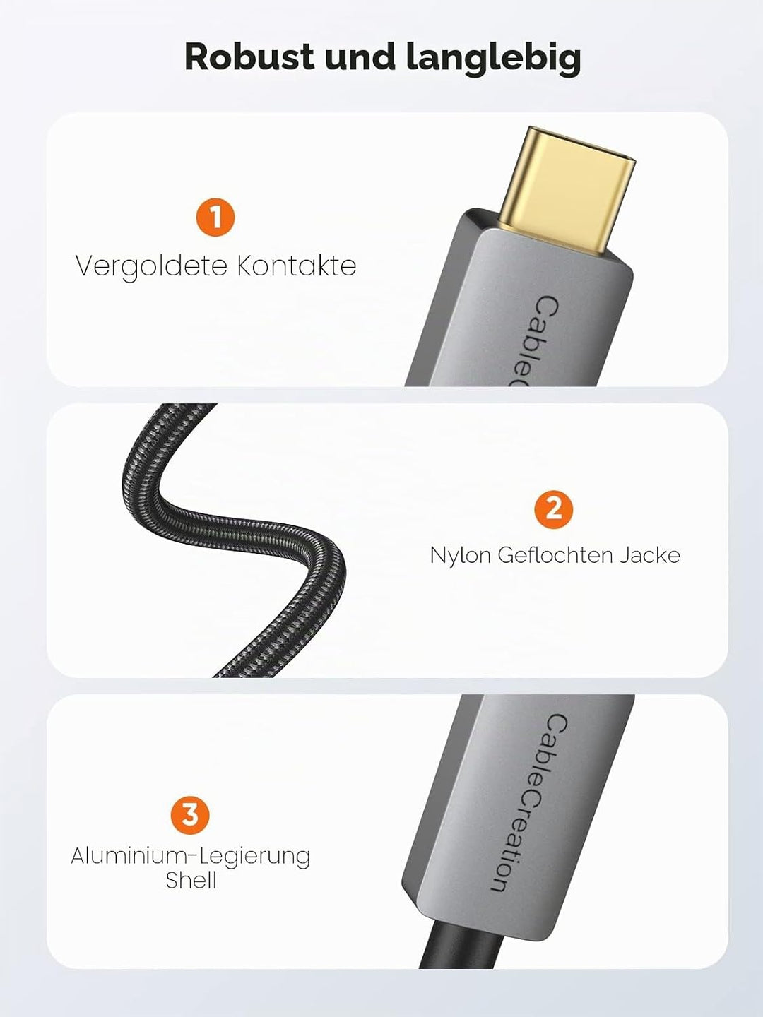 8K USB C auf DisplayPort Kabel 1.8 m, CableCreation Typ C (Thunderbolt 3) auf DP 1.4 Kabel, 32,4 Gbp