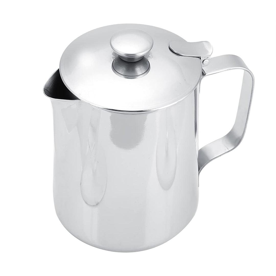 Creamer Dispenser, Edelstahl-Kaffeetasse, Milchaufschäumkrug, mit Deckel für Latte Art, 2000 Ml, Kun