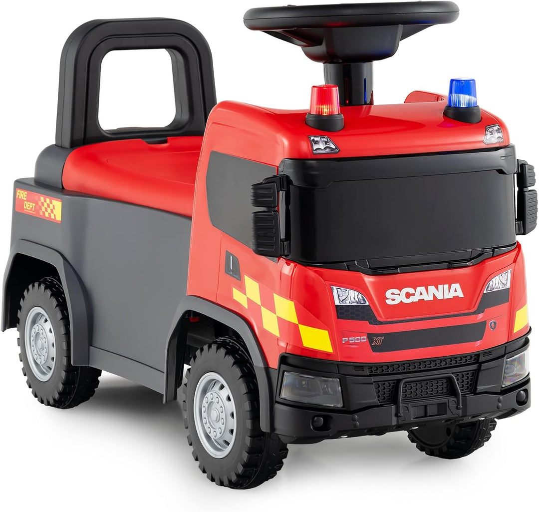 COSTWAY 2 in 1 Rutschauto, Polizeiauto mit Lenkrad, LED-Licht, Hupe & Musik, Rutscher Auto mit Staur