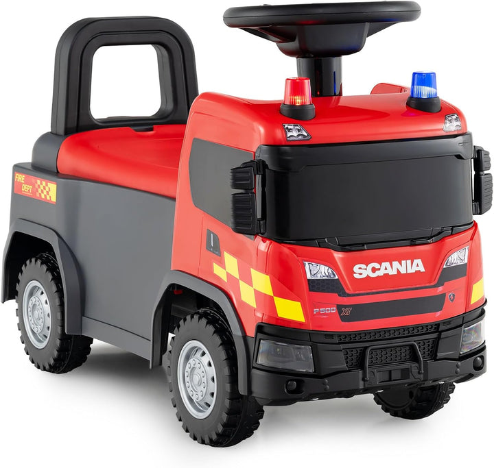 COSTWAY 2 in 1 Rutschauto, Polizeiauto mit Lenkrad, LED-Licht, Hupe & Musik, Rutscher Auto mit Staur