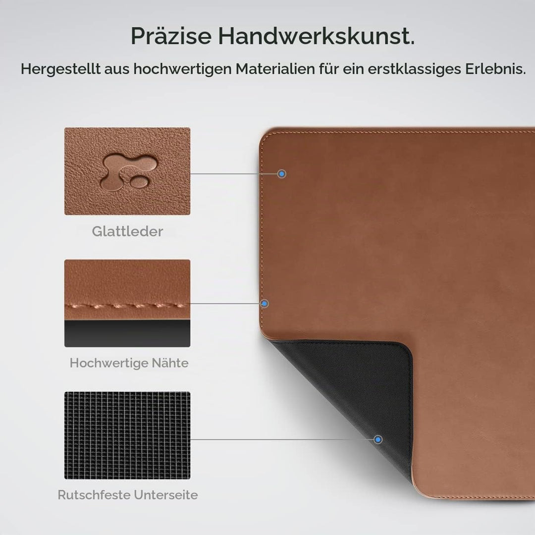 Spigen Schreibtischunterlage aus Velo Vegan PU Leder XXL Mauspad mit Anti-Rutsch-Gummimatte - Braun,