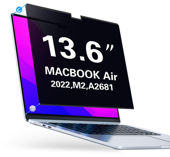 PYS® MacBook Air 34,5 cm (13,6 Zoll) Sichtschutz, magnetisch, MacBook Air M2 Sichtschutz für MacBook