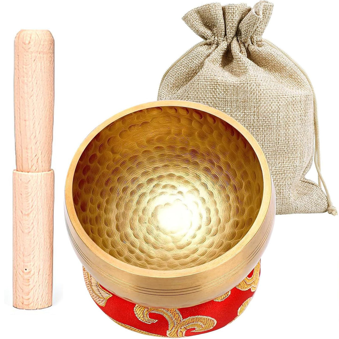Tibetische Klangschale Klein, 8cm Messing Klangschale, Tibetische Klangschalen Setz, mit Holzstab, K