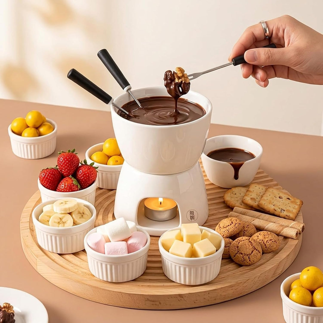 Schokofondue Set, Elektrisches Fondueset Für Schokolade Und Käse, Schokolade Schmelzen Set Mit 6 Tas