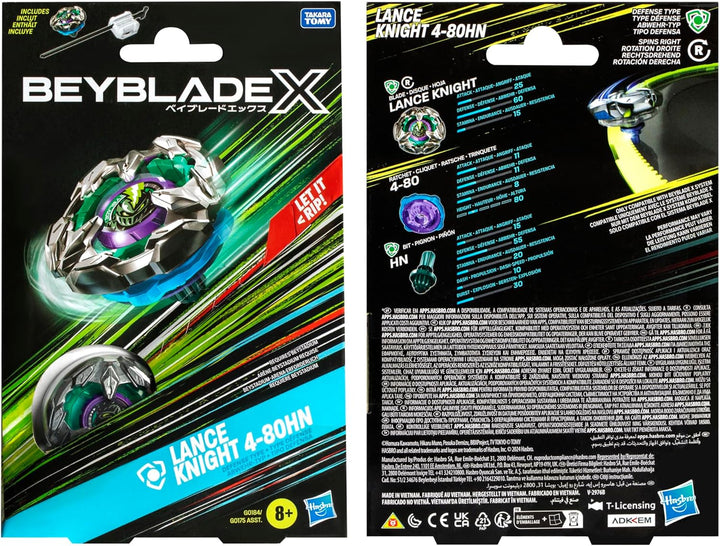 Beyblade X Lance Knight 4-80HN Starter Pack Kreisel und Starter, Abwehr-Typ mit X-Celerator, mit 2 K