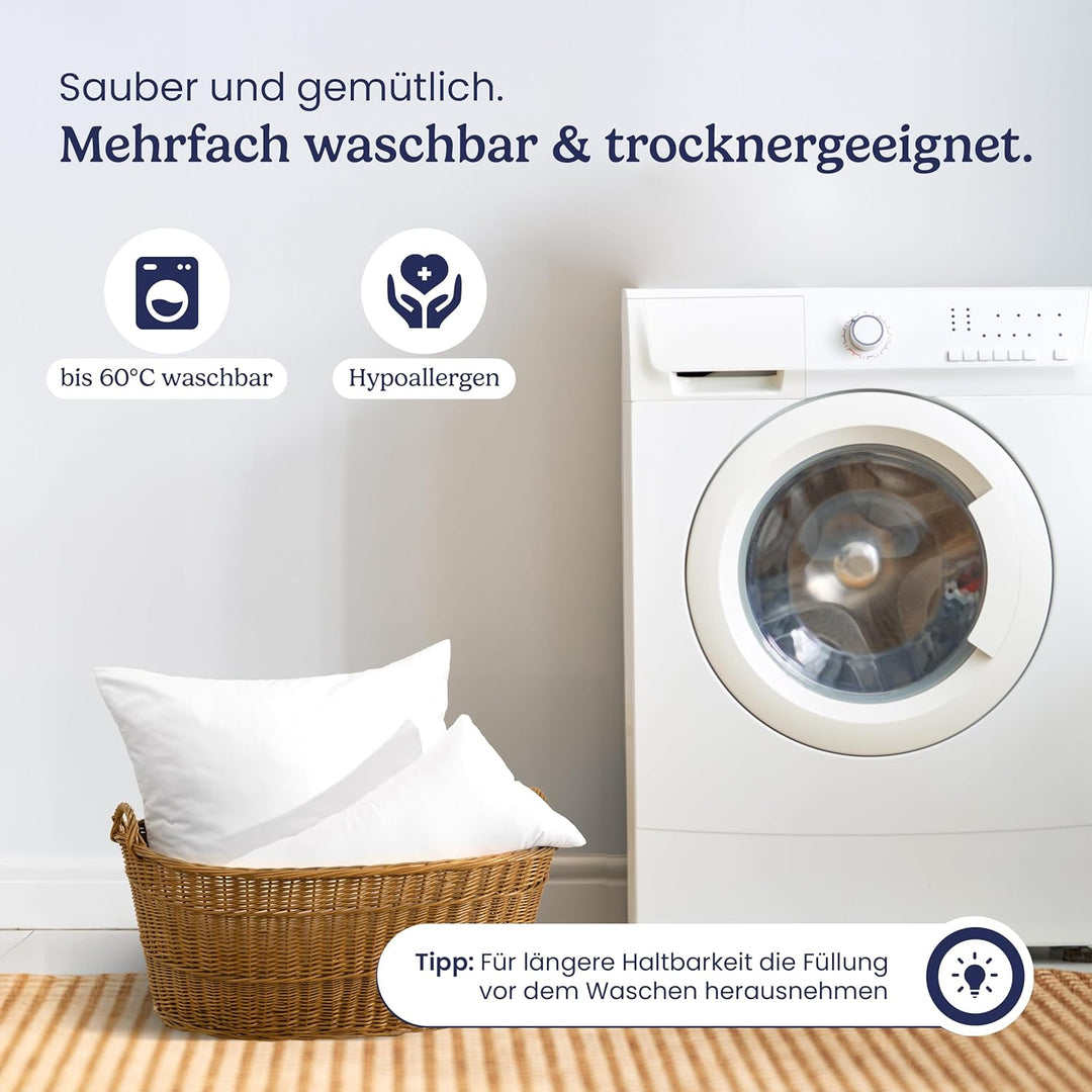 Gentle North Kopfkissen (45x45 cm gross) - 4er Set Kissen für Bett und als Dekokissen - Mit Reissver