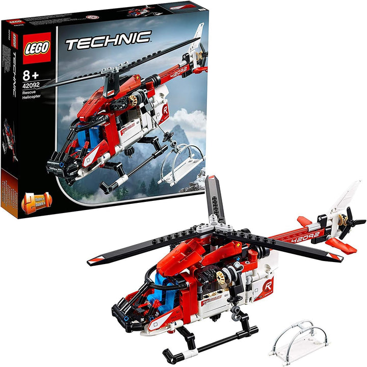 Lego 42092 Technic Rettungshubschrauber Bauset, 2-in-1 Flugzeug Spielzeug für Jungen und Mädchen ab