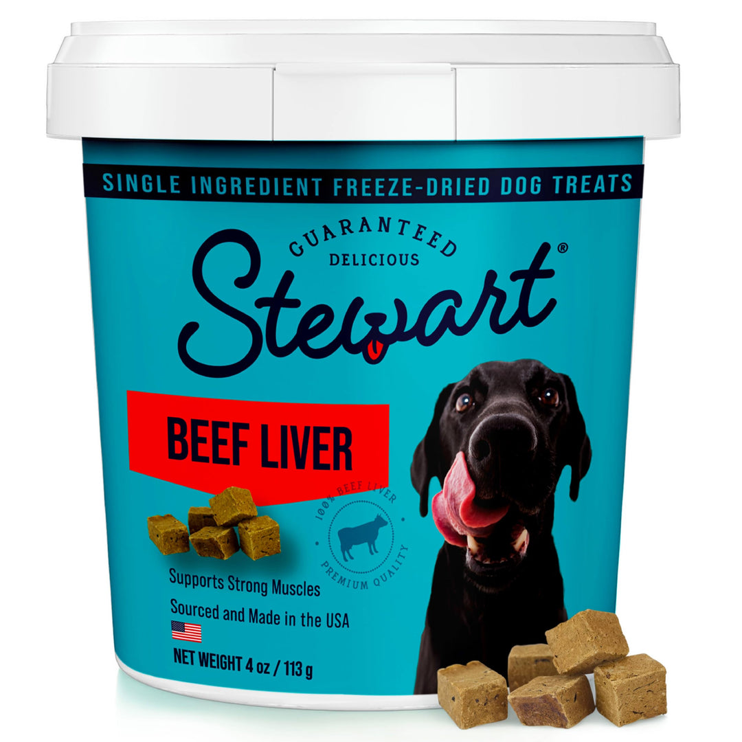 Stewart Gefriergetrocknete Hundeleckerlis, Rinderleber, getreidefrei und glutenfrei, wiederverschlie