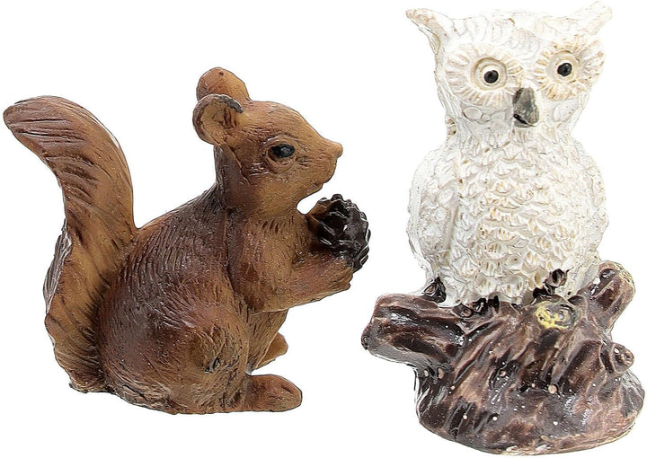 Tier-Set Eule Eichhörnchen Hase für Krippe, 12 cm