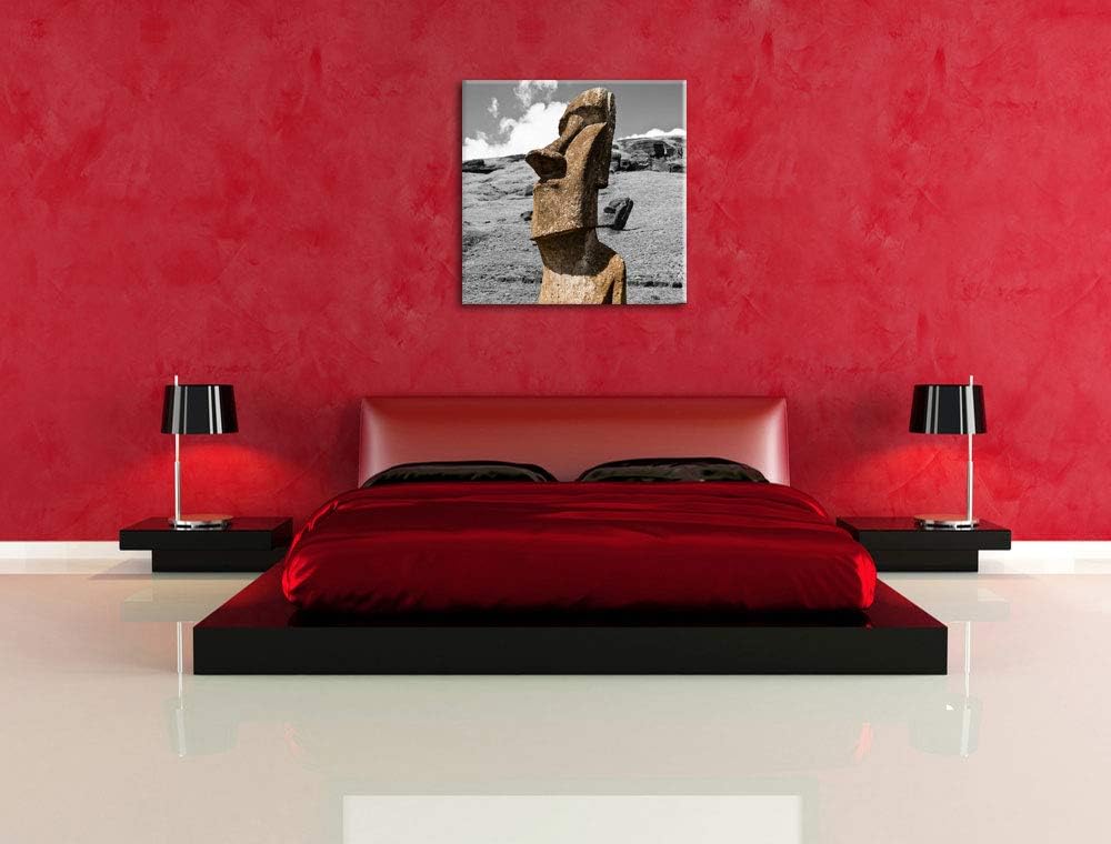 Pixxprint Moai Statue auf den Osterinseln als Leinwandbild/Grösse: 70x70 cm/Wandbild/Kunstdruck/fert