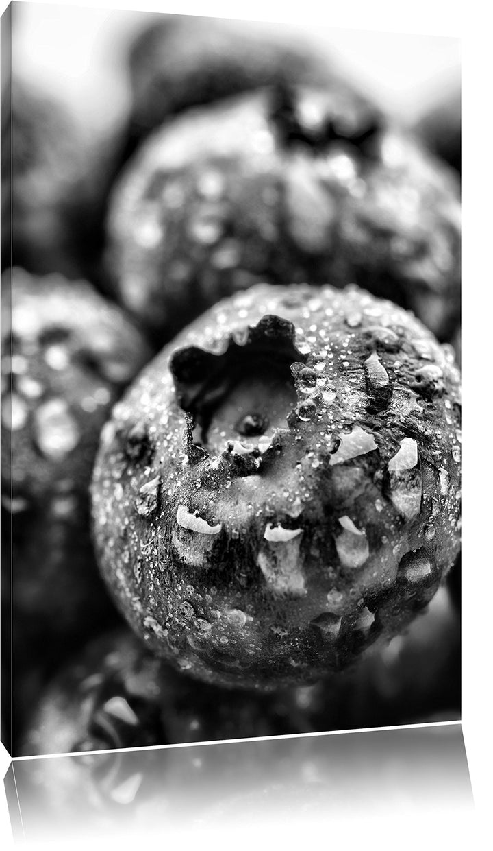 Pixxprint fruchtige Heidelbeeren / 100x70cm Leinwandbild bespannt auf Holzrahmen/Wandbild Kunstdruck