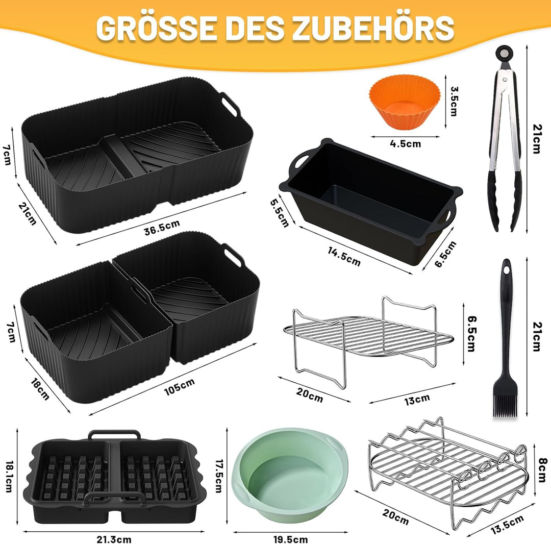 Heissluftfritteuse Zubehör für Ninja Foodi Flexdrawer 10,4L AF500EU, Airfryer Zubehör COSORI 10L Sil