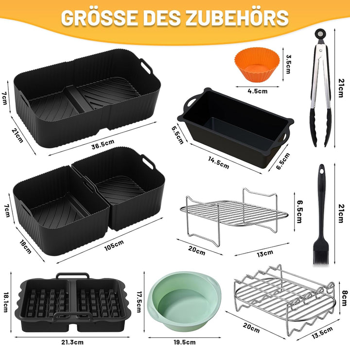 Heissluftfritteuse Zubehör für Ninja Foodi Flexdrawer 10,4L AF500EU, Airfryer Zubehör COSORI 10L Sil