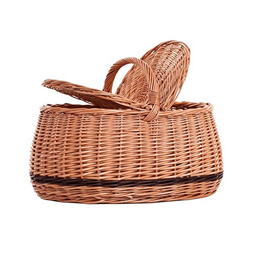 e-wicker24 Picknickkorb aus Weide Weidenkorb mit dem Deckel grosser Aufbewahrungskorb für Obst und G