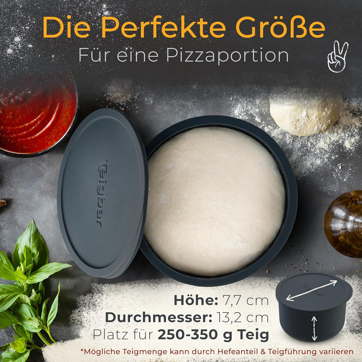 Teigbar Pizzaballenbox mit Deckel, 2er Set - innovative Teigbox aus löse-leichtem Silikon - Pizzatei