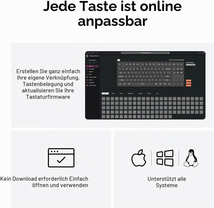 Keychron C3 Pro QMK/VIA Trådbundet Mekaniskt Tangentbord, Programmerbart, TKL-gamingtangentbord 87 T