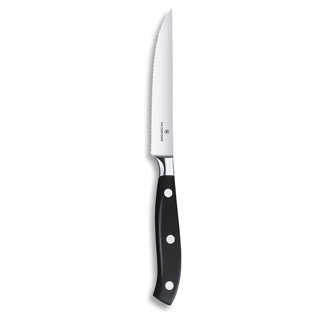 Victorinox, Grand Maître, Profi Tomaten- und Steakmesser, Extra Scharfe Klinge, Wellenschliff, 12 cm