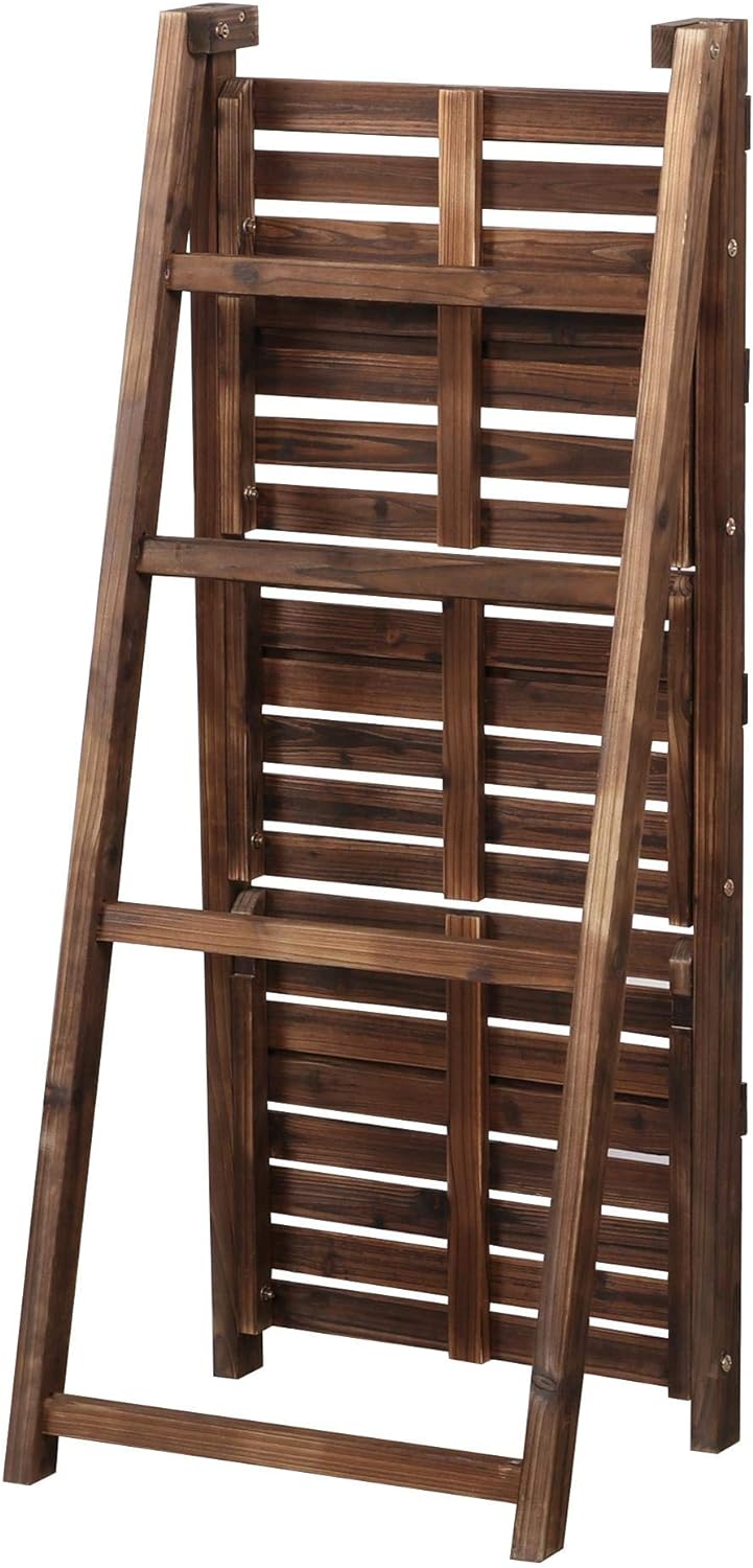 Yaheetech Leiterregal für Blumentöpfe, Pflanzenständer Balkon, Blumentreppe 4-Ebenen Blumenständer P
