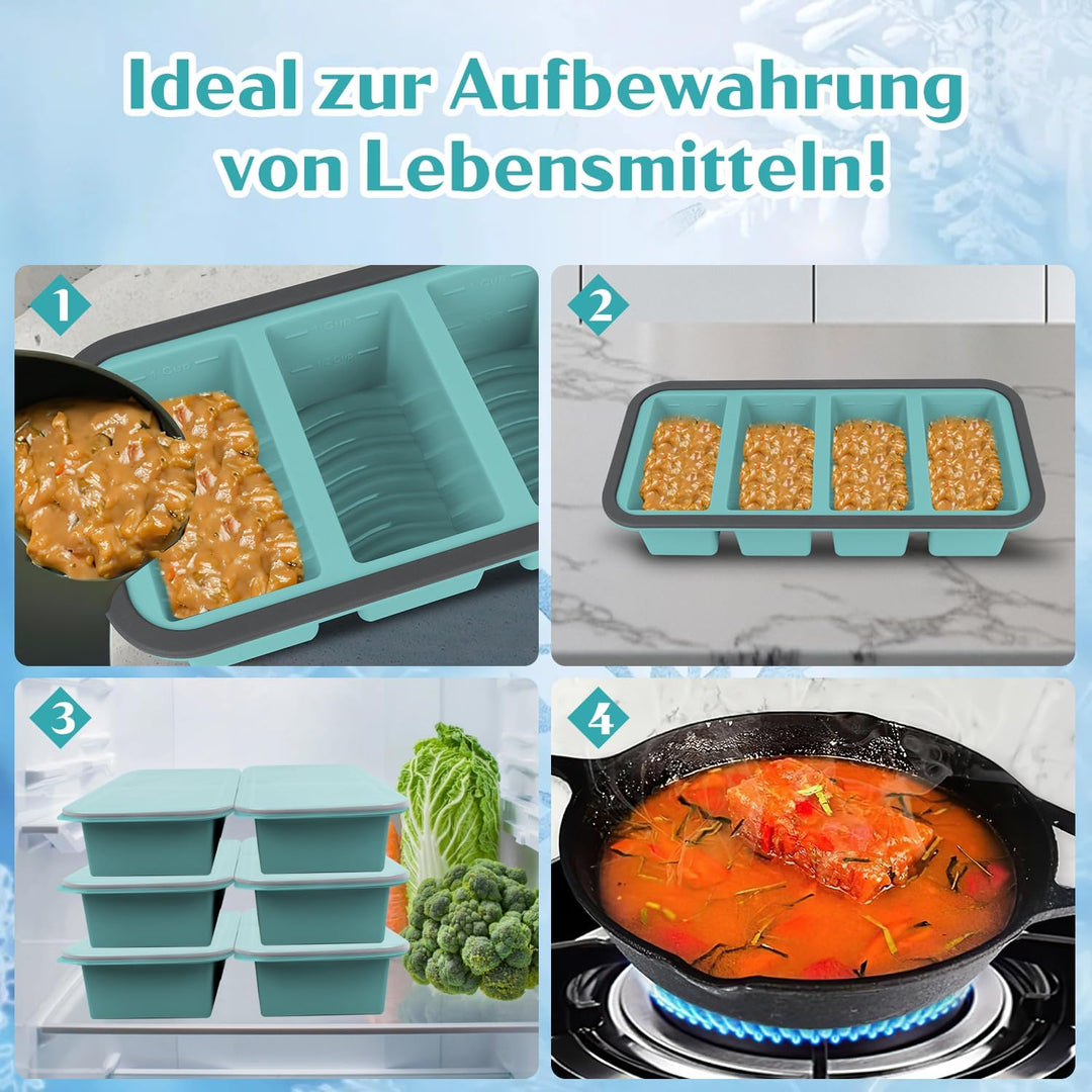 Gefrierbehälter Suppen Einfrieren Behälter Grosse Eiswürfelform 2Stk Silikon Eiswürfelform Mit Decke