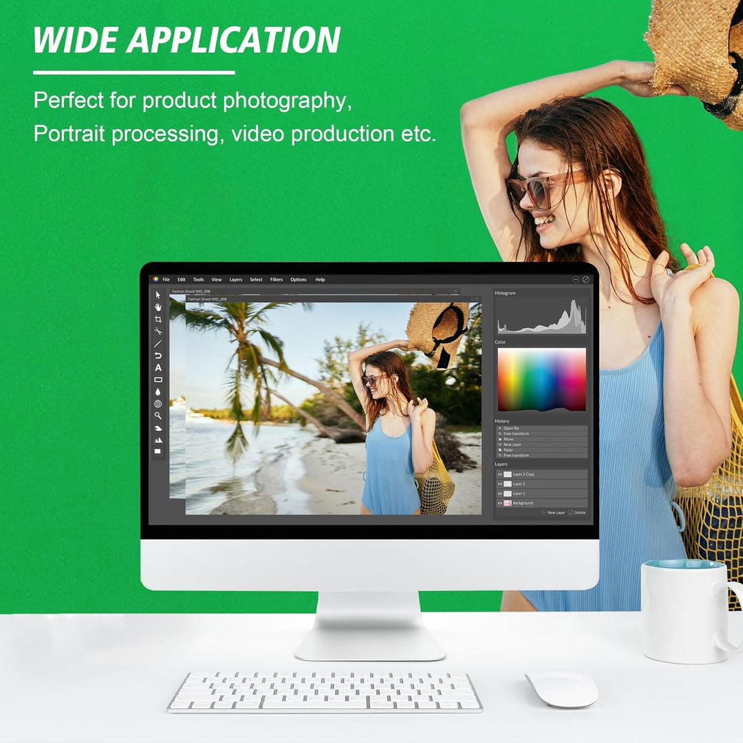 Spardar Greenscreen mit 4 Klemmen, 3M X 4.5M Foto Hintergrund Greenscreen Stoff Baumwolle Faltbare G