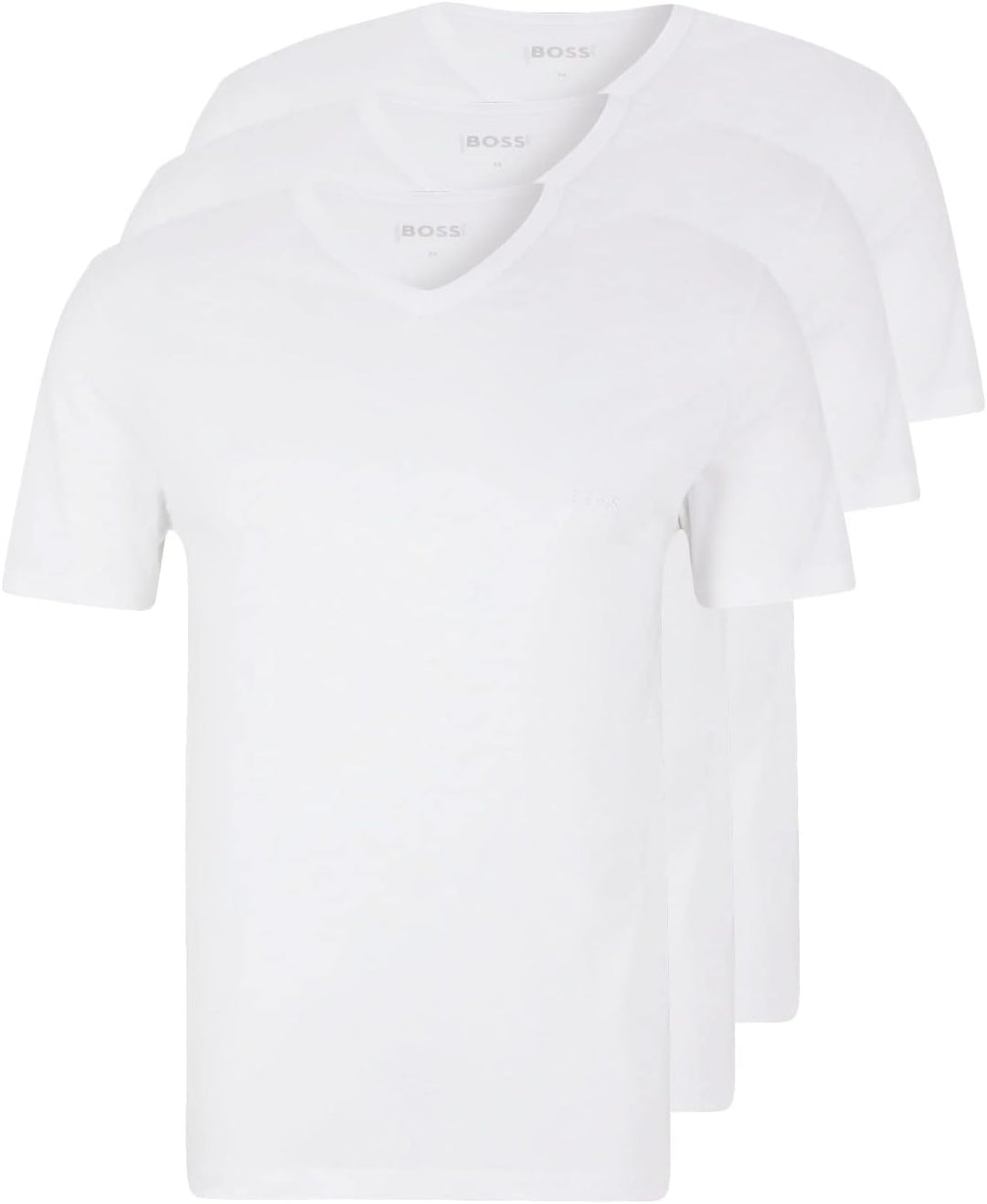 BOSS Herren Classic T-Shirts Kurzarm Shirts Pure Cotton V-Neck 3er Pack, Farbe:Weiss, Artikel:-100 W