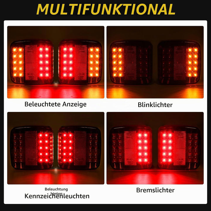Yuanjoy 7-polig LED Rücklichter für Anhänger mit 7.5 m Kabel Vorverkabelt 12V LKW Rückleuchten mit E