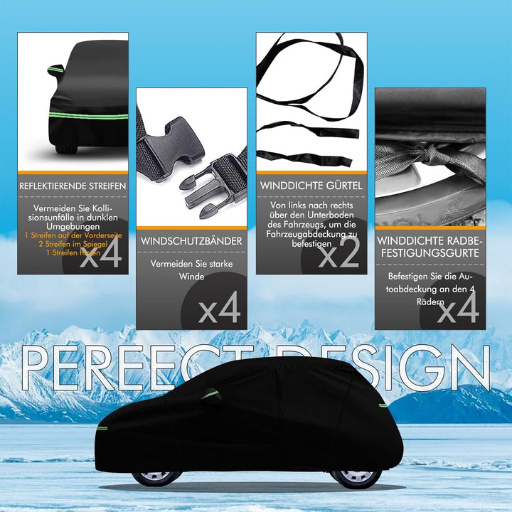 MaxAwe Autoabdeckung Wasserdicht für FIAT 2007–2024 500/500C/500E/Abarth 500, 210D Vollgarage Autopl