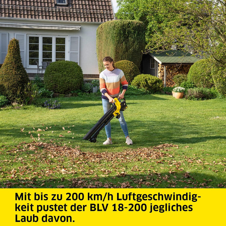 Kärcher 18 V Akku-Laubbläser und Laubsauger BLV 18-200 Battery, mit Mulchfunktion, Luftgeschwindigke
