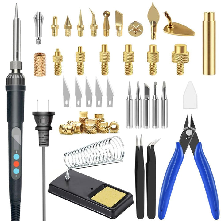 Heat Set Insert Tools kit Brass Nuts 3D Printing 60W Digital Soldering Iron 94PCS
