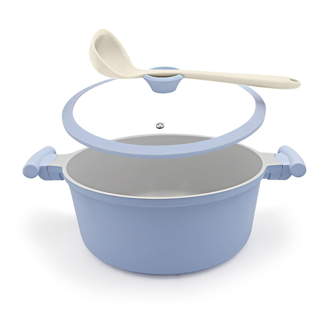 AIKENBBKK Kochtopf 24cm mit Deckel, 5L Antihaft Aluminium Schmortopf mit Keramik-Beschichtung, kühl