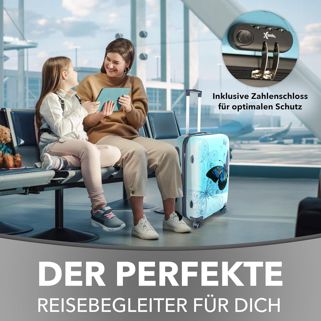 Xonic Design Reisekoffer - Hartschalen-Koffer mit 360° Leichtlauf-Rollen - hochwertiger Trolley mit