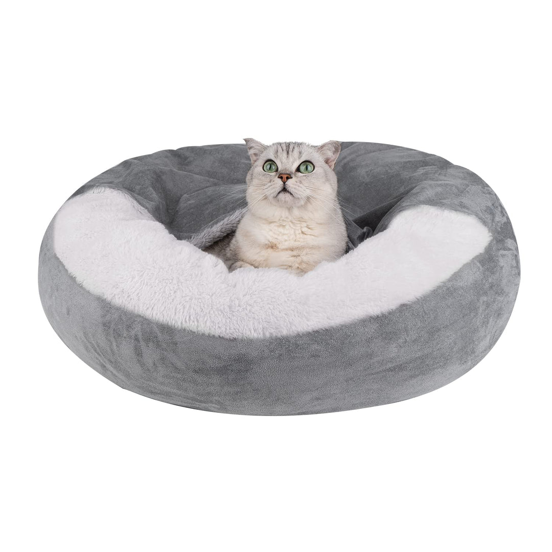 MICOOYO Beruhigendes Hundebett -Gemütliches Donut Hundedeckenbett für Hund, klemmendes Haustier Höhl