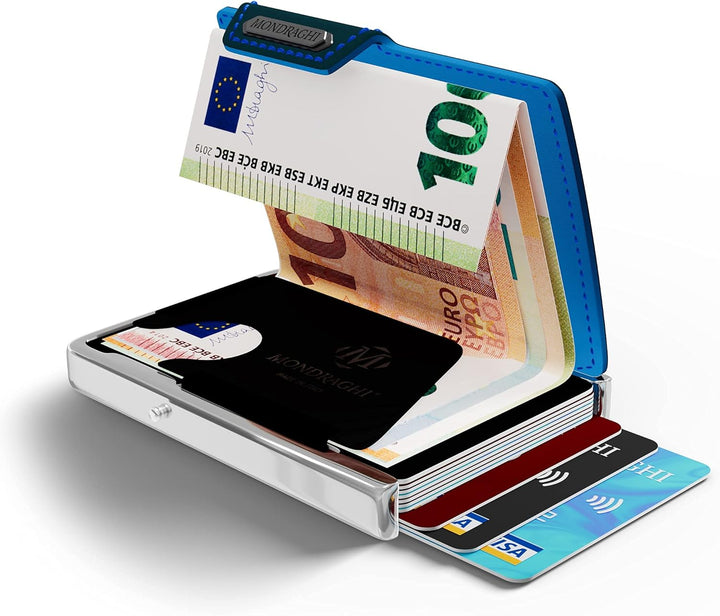 Mondraghi® Mini-Wallet. Ultraleichte Geldbörse mit Narbenleder. Kleiner Geldbeutel mit RFID-Schutz-C