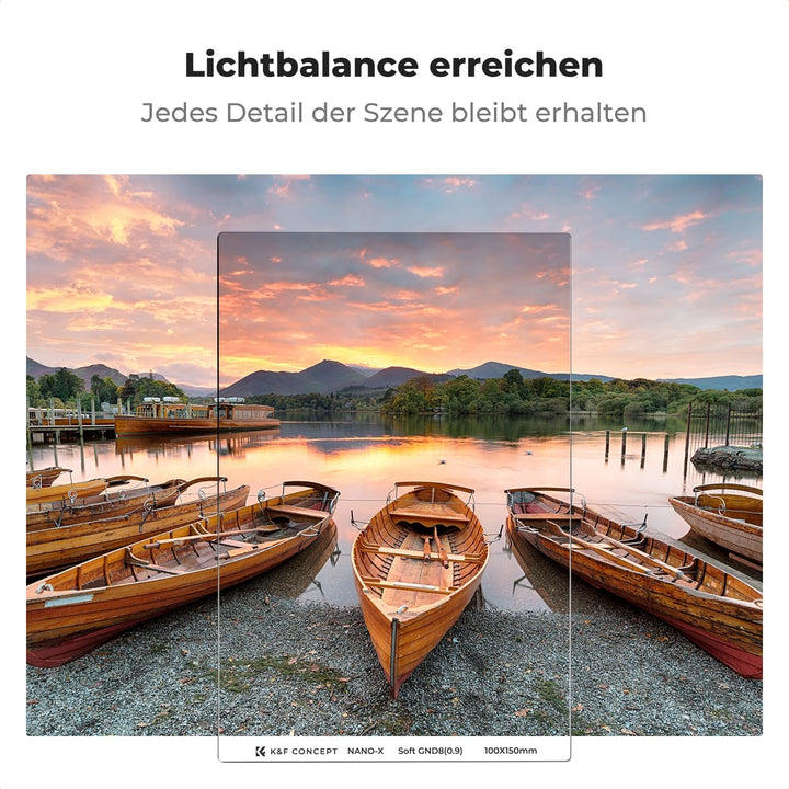 K&F CONCEPT Nano-X Soft GND8 Verlaufsfilter ND0,9(3 Stops) Rechteckfilter 100x150mm aus Optisches Gl