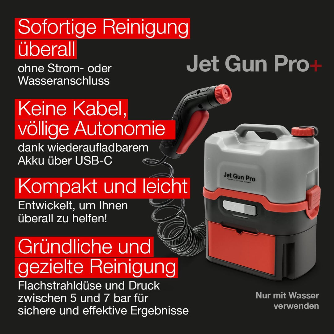 Errecom Jet Gun PRO+, Tragbarer akkubetriebener Hochdruckreiniger mit Zubehörschublade, 8 L Wasserta