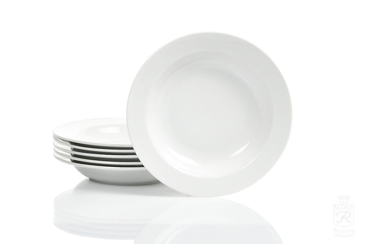 Retsch Arzberg Heike Weiss Suppenteller 21cm, Set 6-teilig, Porzellan uni weiss, rund