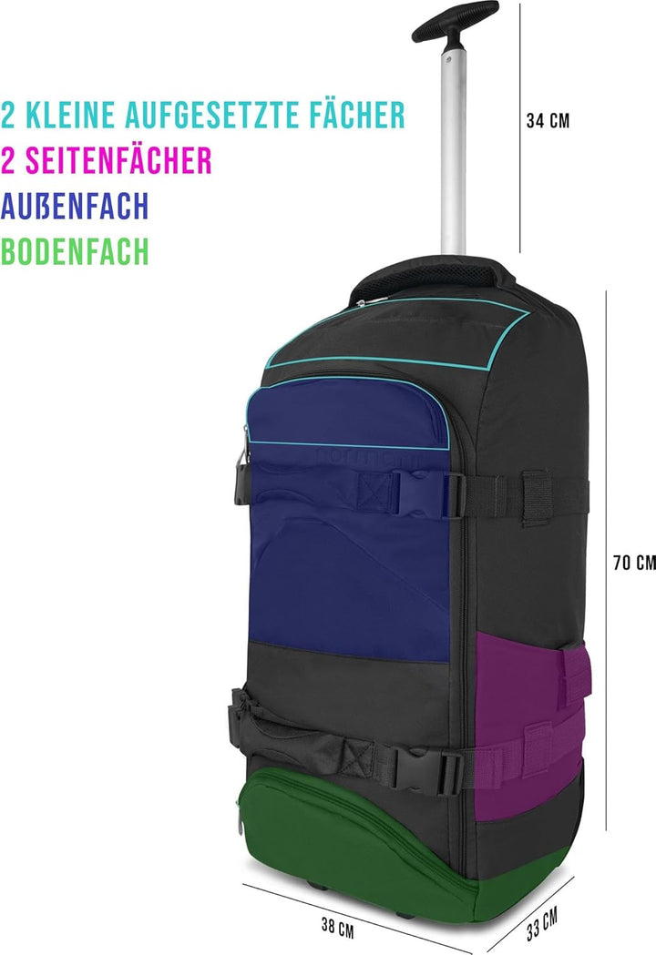 normani Backpacker Reisetaschen-Rucksack mit Trolleyfunktion - Trolley mit Frontloader Funktion und