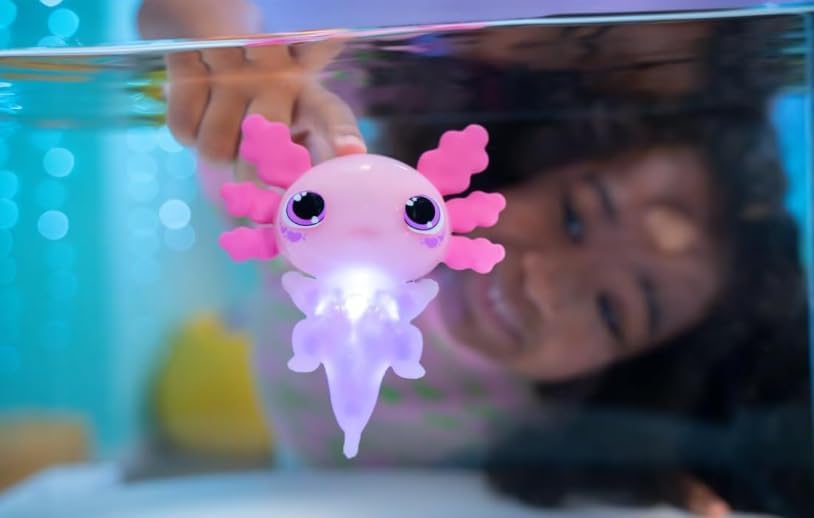 Animagic - Set 1 Rosa Axolotl + 1 Blauer Axolotl - Elektronisches & Leuchtendes Haustier - für Kinde