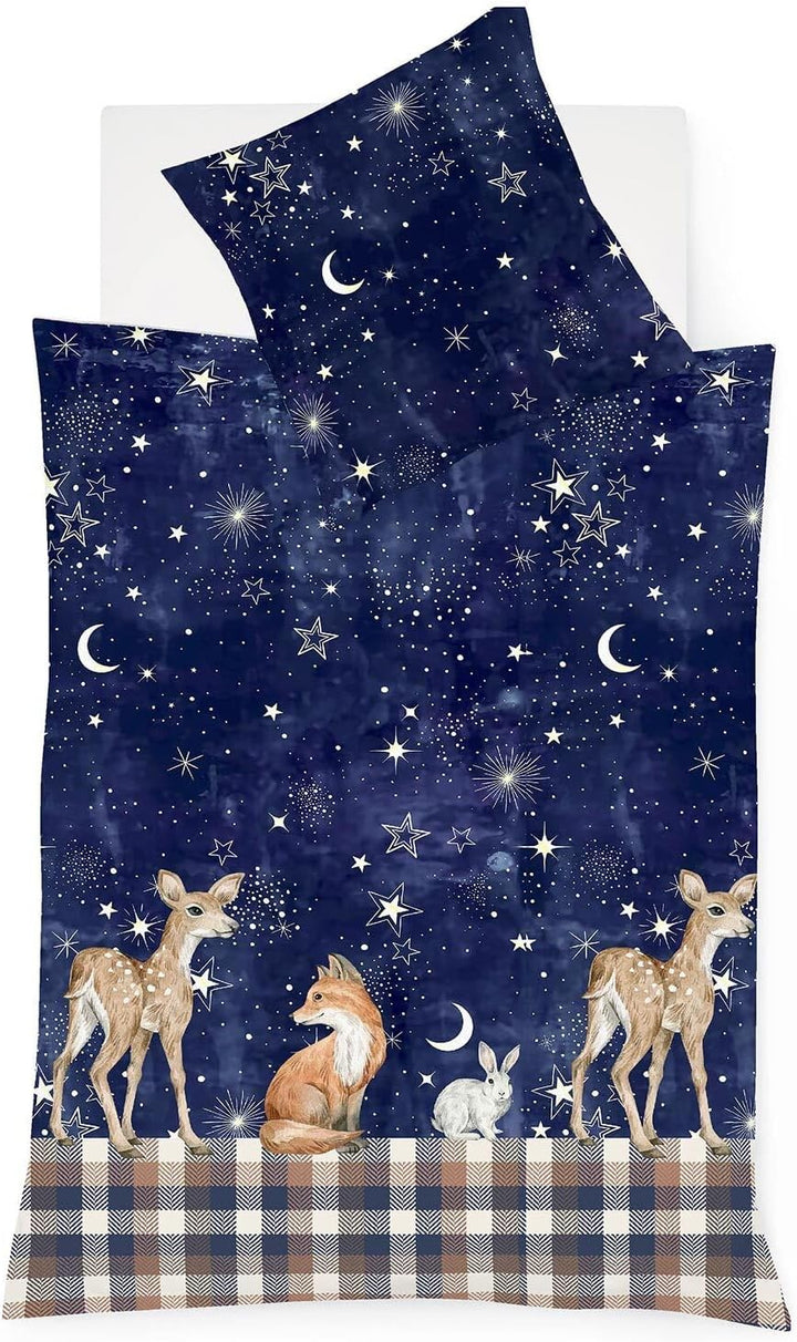 fleuresse Feinbiber Bettwäsche Aspen Sarnia dunkelblau 1 Bettbezug 135 x 200 cm + 1 Kissenbezug 80 x
