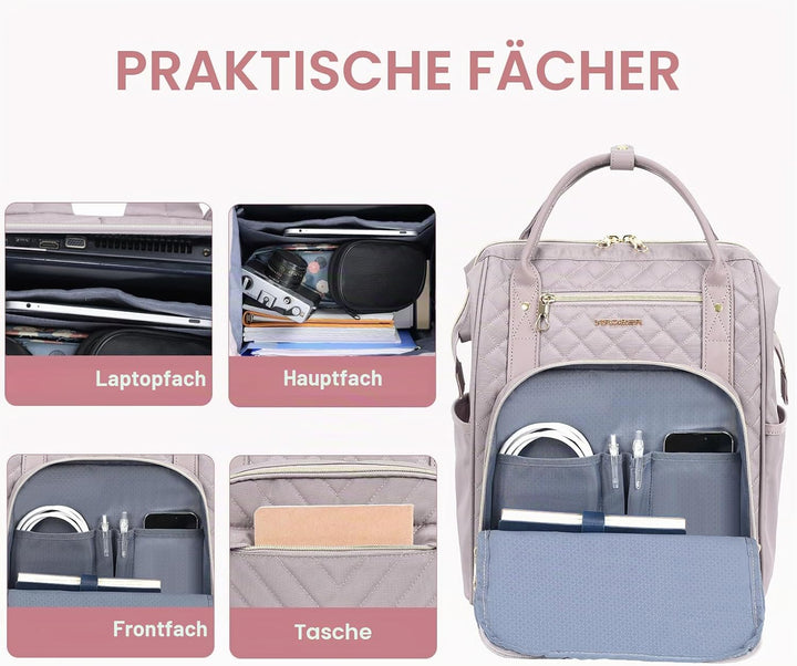 KROSER Laptop-Rucksack Damen 17 Zoll Business Reiserucksack Wasserdicht mit Hartgeschältem Sicherhei