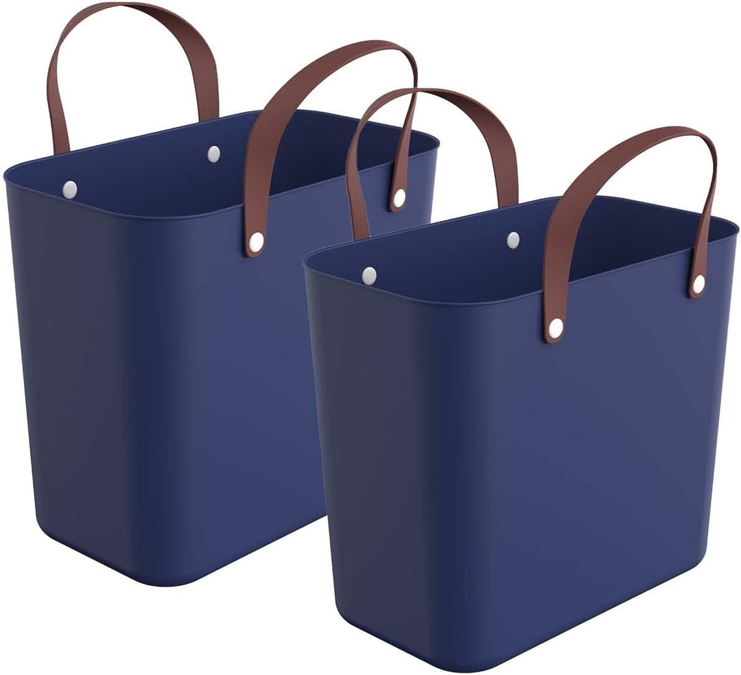 Rotho Albula 2er-Set Einkaufskorb, Kunststoff (PP recycelt), blau, 2 x 25l, (40 x 23,5 x 34 cm), 2,