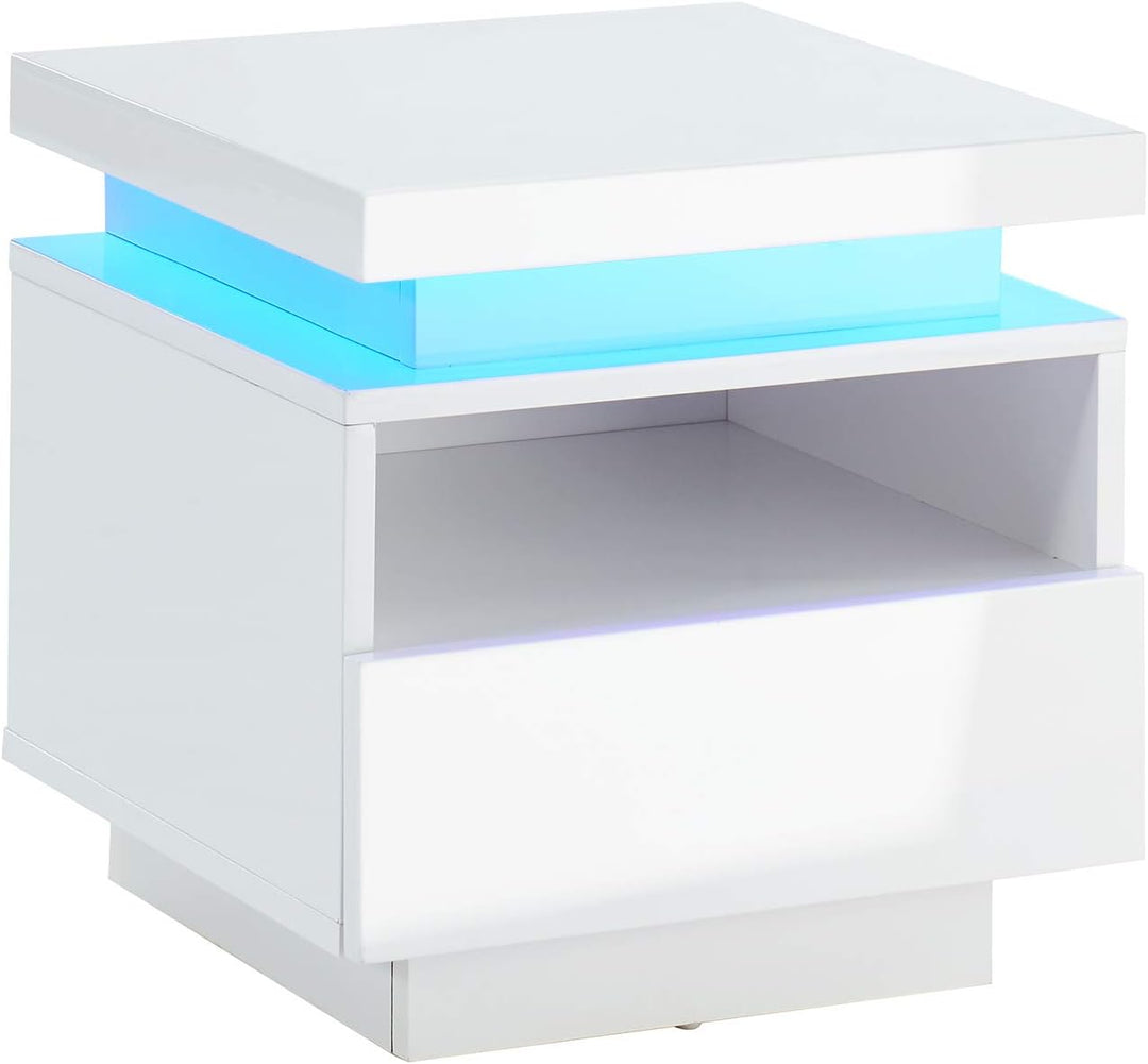 BAÏTA Cosmos LED Nachttisch, lackiert, weiss, 40 cm