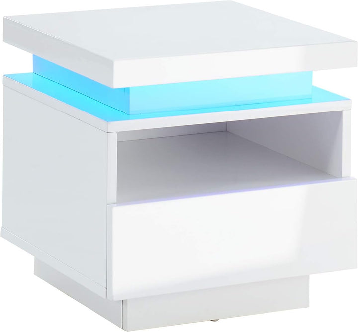 BAÏTA Cosmos LED Nachttisch, lackiert, weiss, 40 cm