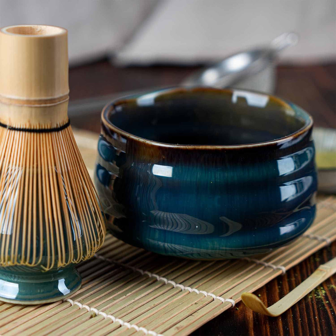 Dimono Original Matcha Tee-Set Deluxe mit Matcha-Schale, Bambus-Besen, Besenhalter, Dosierlöffel - D
