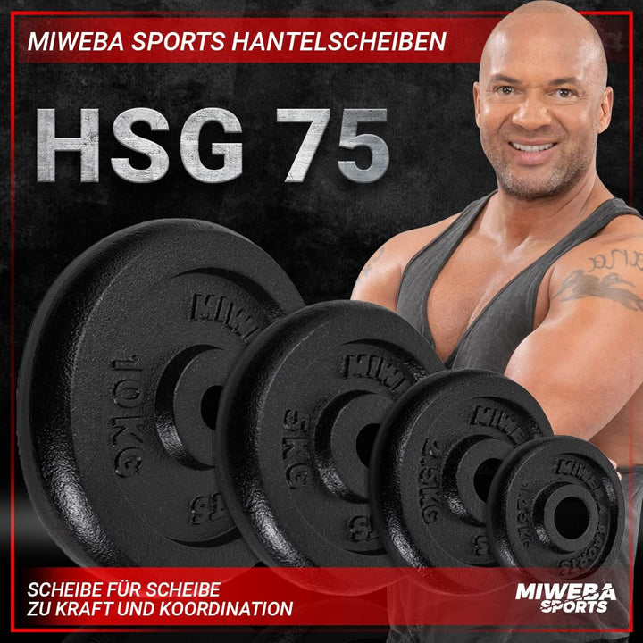Miweba Sports Hantelscheiben Set HSG | 𝐏𝐫𝐨𝐟𝐢 Hanteln - 1.25-10.0 Kg Hantelscheibe - Hantel Scheiben