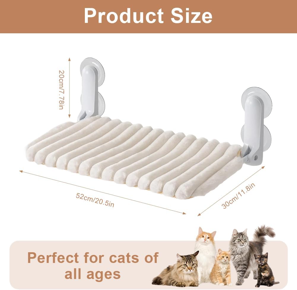 Katzen Fensterliege, Katzen Hängematte Weich mit Abnehmbarem Wendebezug, Fensterliege für Katzn, Wei